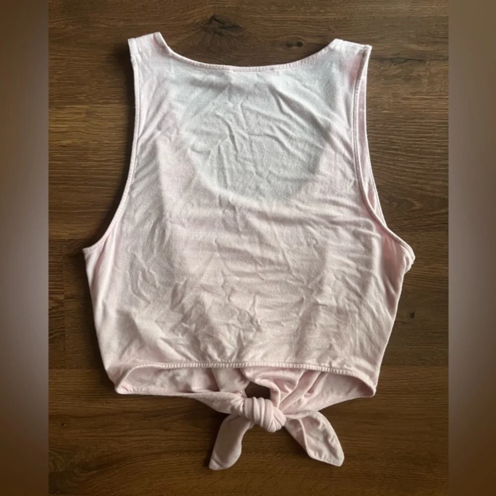 Aritzia Babaton Jeronomo Tie Front Tank in pink - Picture 6 of 7